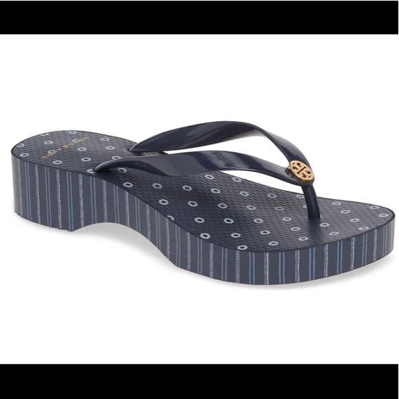 NWT Tory Burch Printed Wedge Thong Sandals - Picture 5 of 9